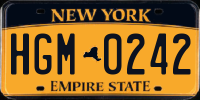 NY license plate HGM0242