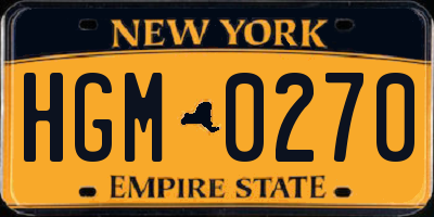 NY license plate HGM0270
