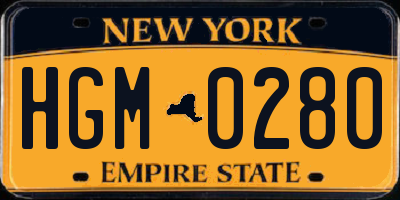 NY license plate HGM0280