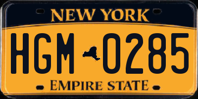 NY license plate HGM0285