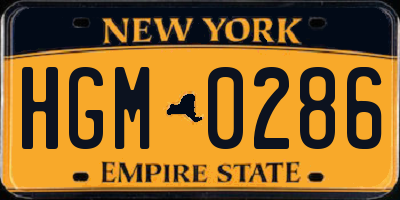 NY license plate HGM0286