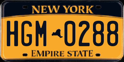 NY license plate HGM0288