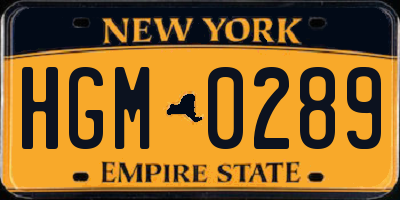 NY license plate HGM0289