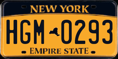 NY license plate HGM0293