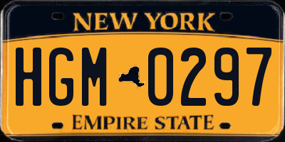 NY license plate HGM0297