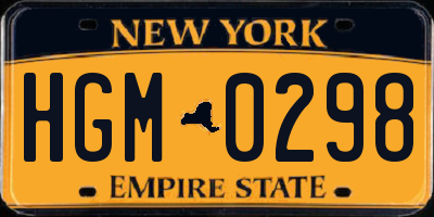 NY license plate HGM0298