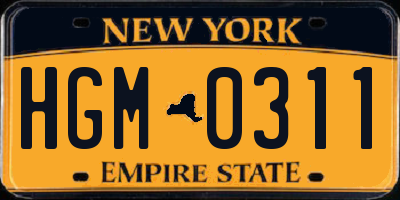 NY license plate HGM0311
