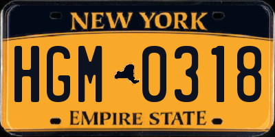 NY license plate HGM0318