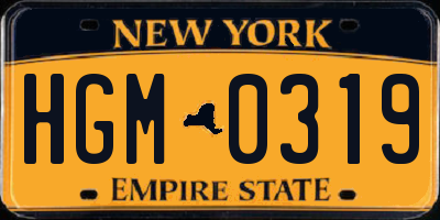 NY license plate HGM0319