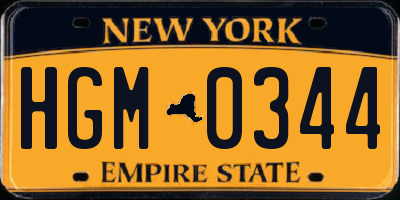 NY license plate HGM0344
