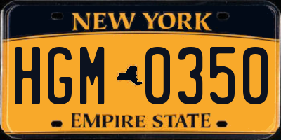 NY license plate HGM0350