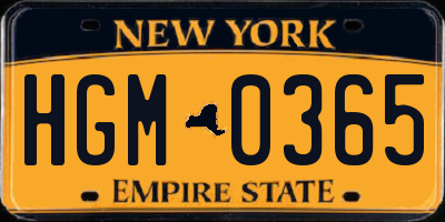 NY license plate HGM0365