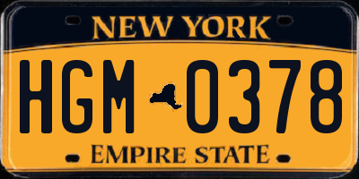 NY license plate HGM0378
