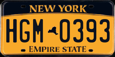 NY license plate HGM0393
