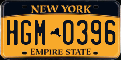 NY license plate HGM0396