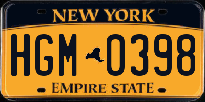 NY license plate HGM0398