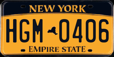NY license plate HGM0406