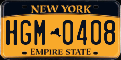 NY license plate HGM0408