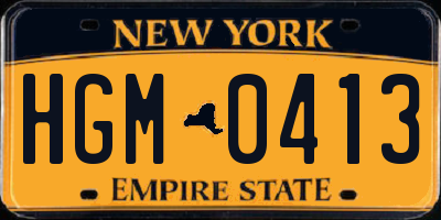 NY license plate HGM0413