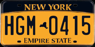 NY license plate HGM0415