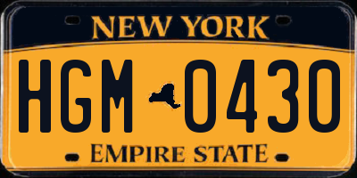NY license plate HGM0430