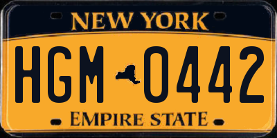 NY license plate HGM0442