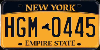 NY license plate HGM0445