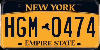 NY license plate HGM0474