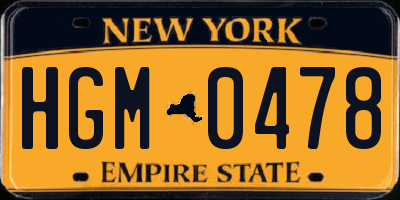 NY license plate HGM0478