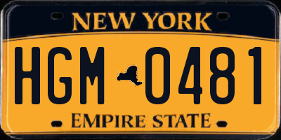 NY license plate HGM0481