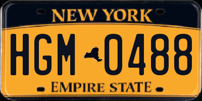 NY license plate HGM0488