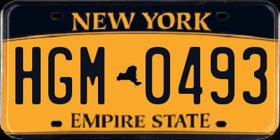 NY license plate HGM0493