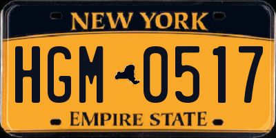 NY license plate HGM0517