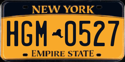 NY license plate HGM0527