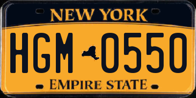 NY license plate HGM0550