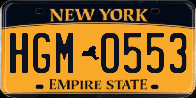 NY license plate HGM0553