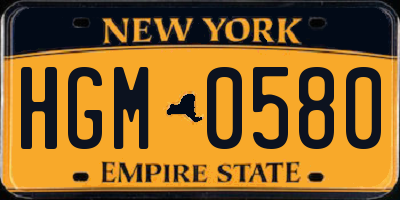 NY license plate HGM0580