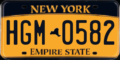 NY license plate HGM0582