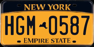 NY license plate HGM0587