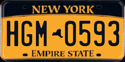 NY license plate HGM0593