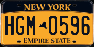 NY license plate HGM0596