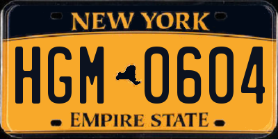 NY license plate HGM0604