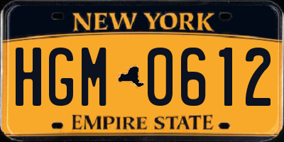 NY license plate HGM0612