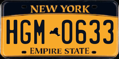 NY license plate HGM0633