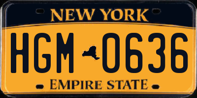 NY license plate HGM0636