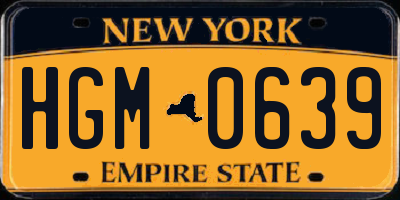NY license plate HGM0639