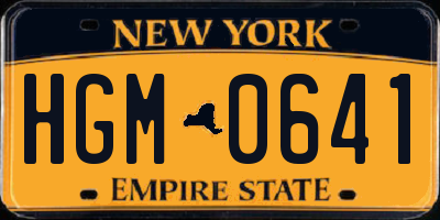 NY license plate HGM0641