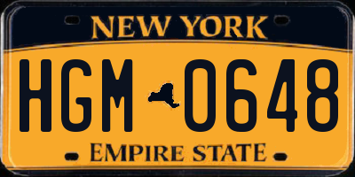 NY license plate HGM0648