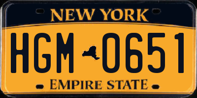 NY license plate HGM0651