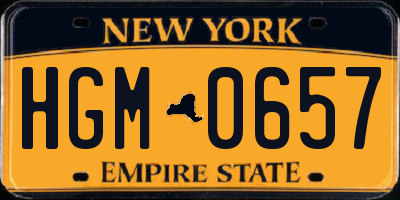 NY license plate HGM0657